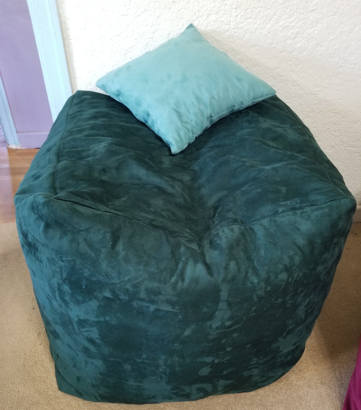 The Nesting Mini-Cube In Hunter Green And Seafoam Microfiber