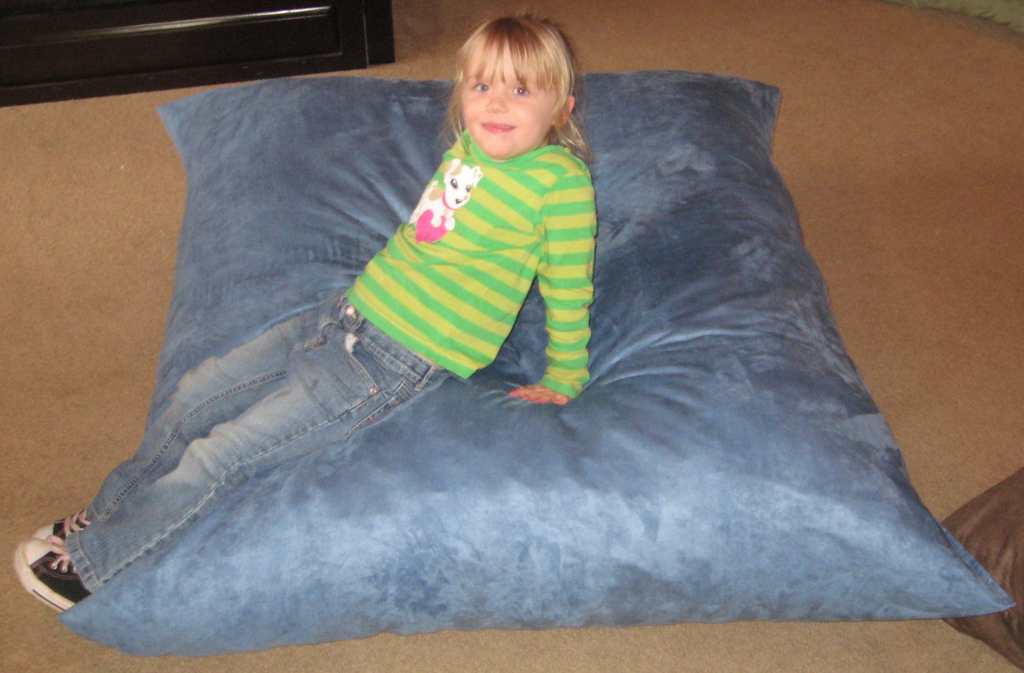 The Hug Chair & Crash Pad In Denim Microfiber