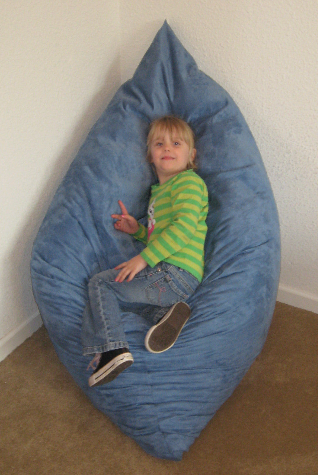 The Hug Chair & Crash Pad In Denim Microfiber
