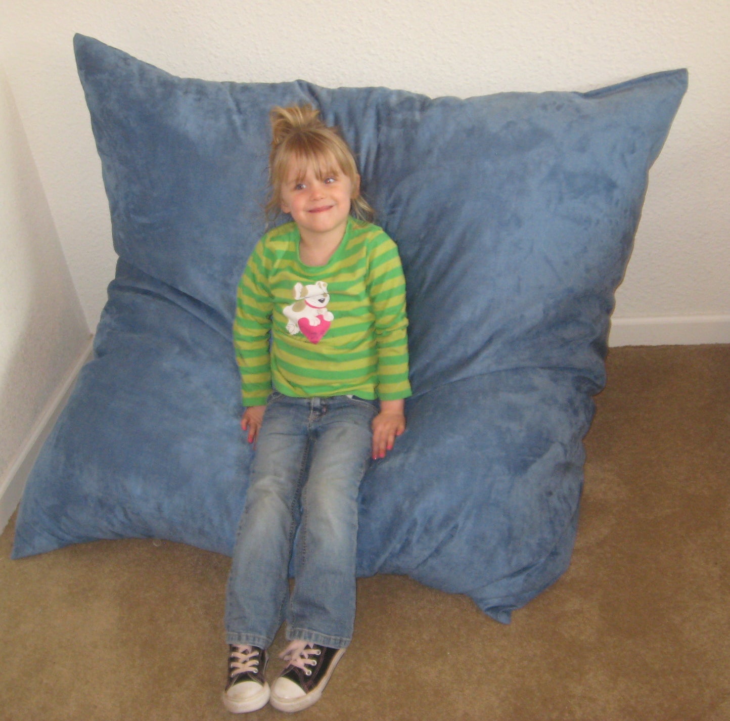 The Hug Chair & Crash Pad In Denim Microfiber