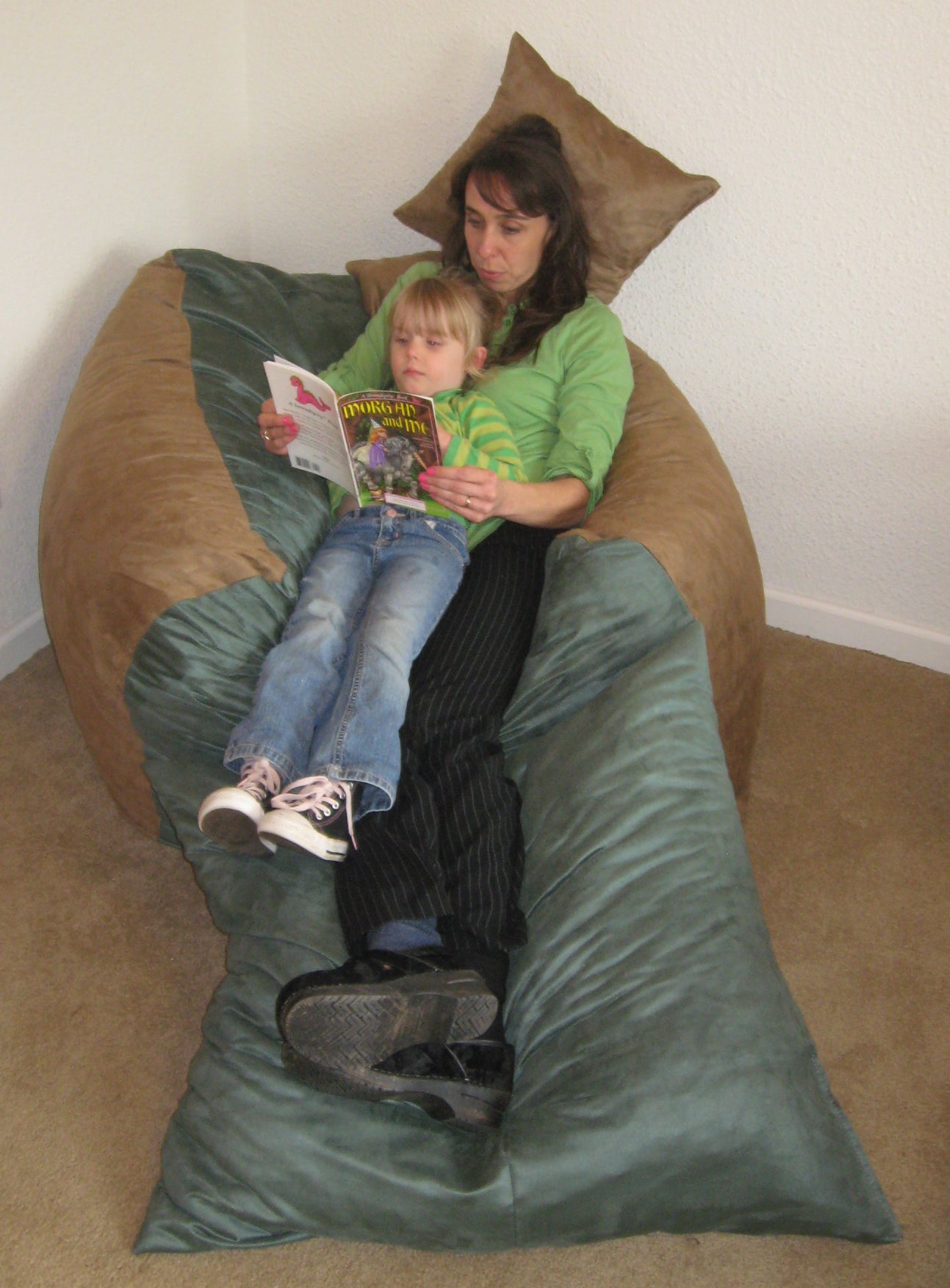 The Nesting Chair Set In Peat and Seafoam Microfiber