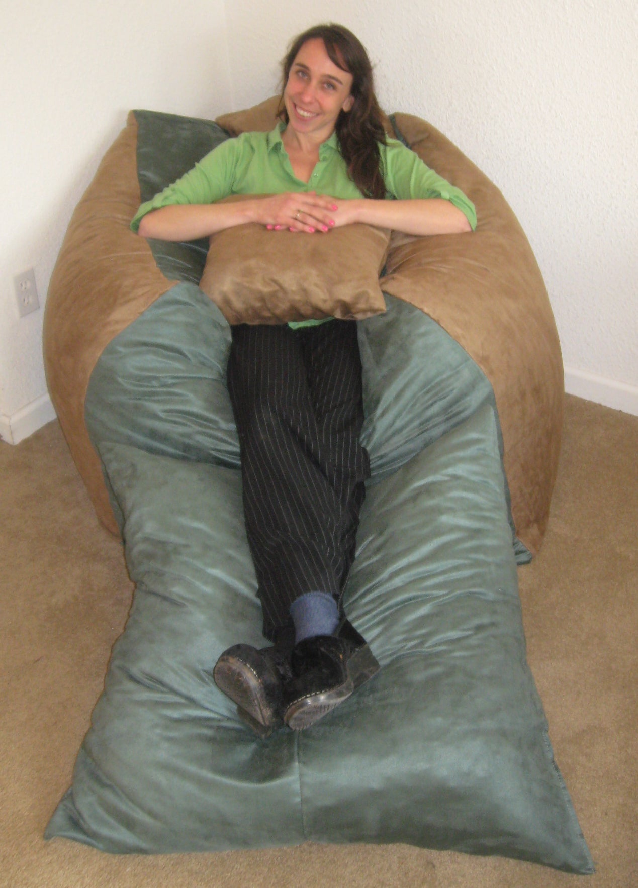 The Nesting Chair Set In Peat and Seafoam Microfiber