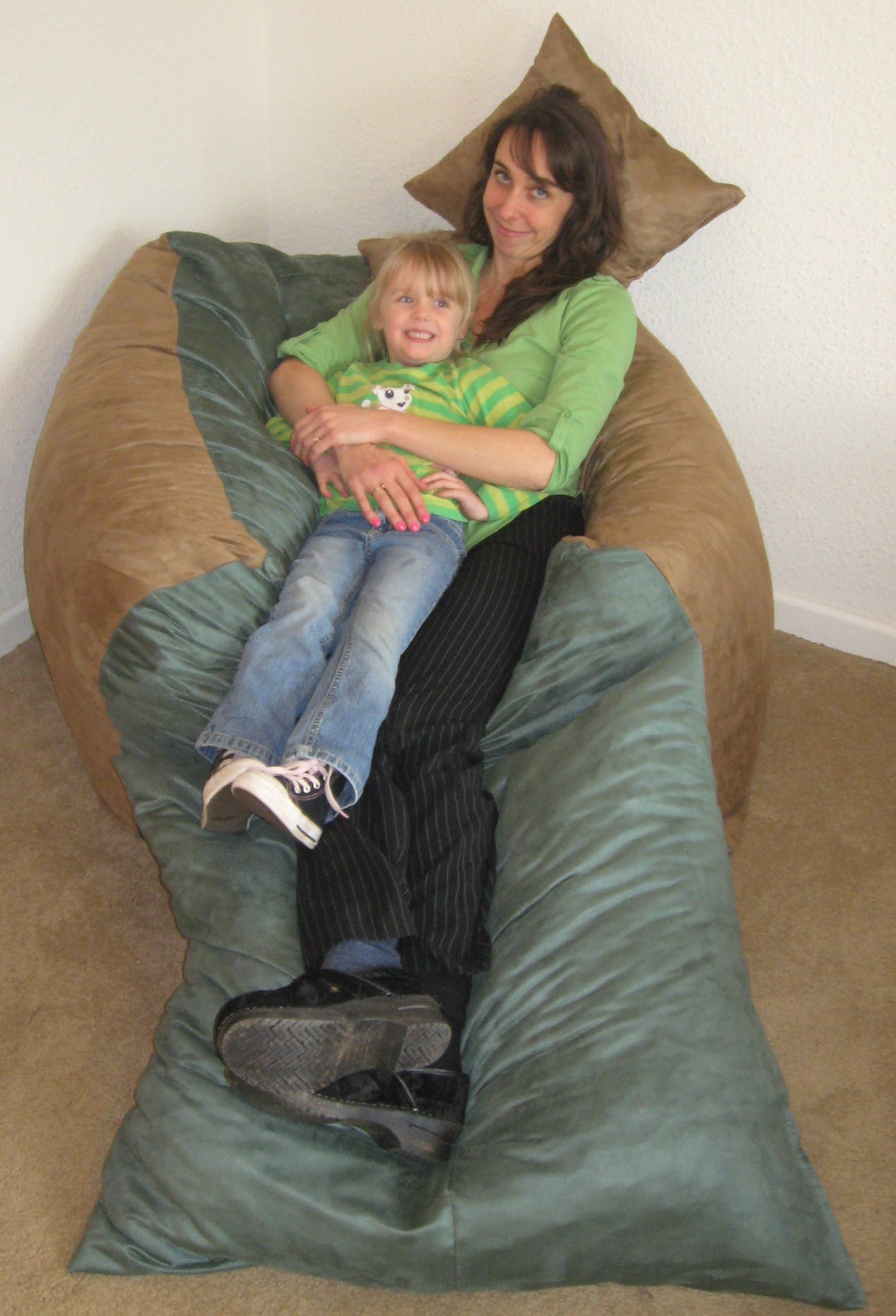 The Nesting Chair Set In Peat and Seafoam Microfiber